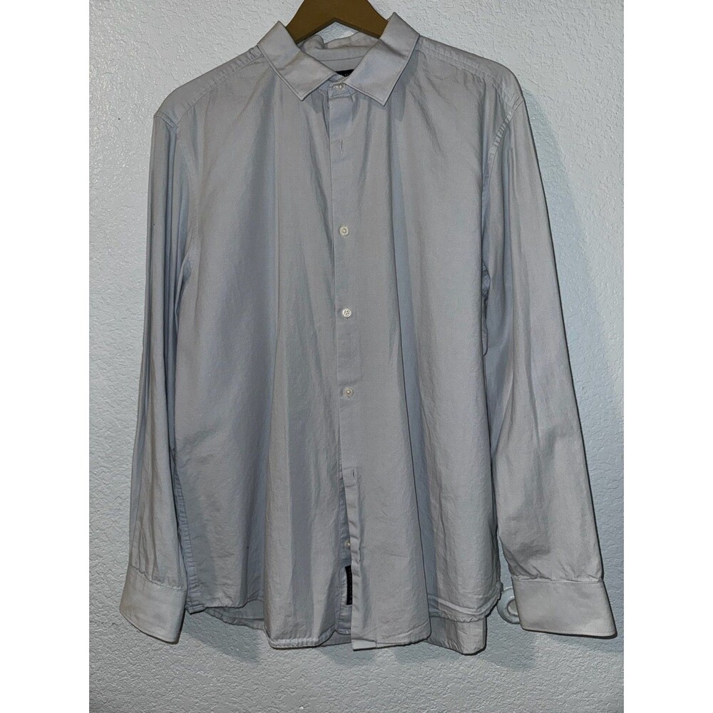 Perry Ellis Button Up Shirt Mens XL Light Blue Gray Long Sleeve Casual Dress